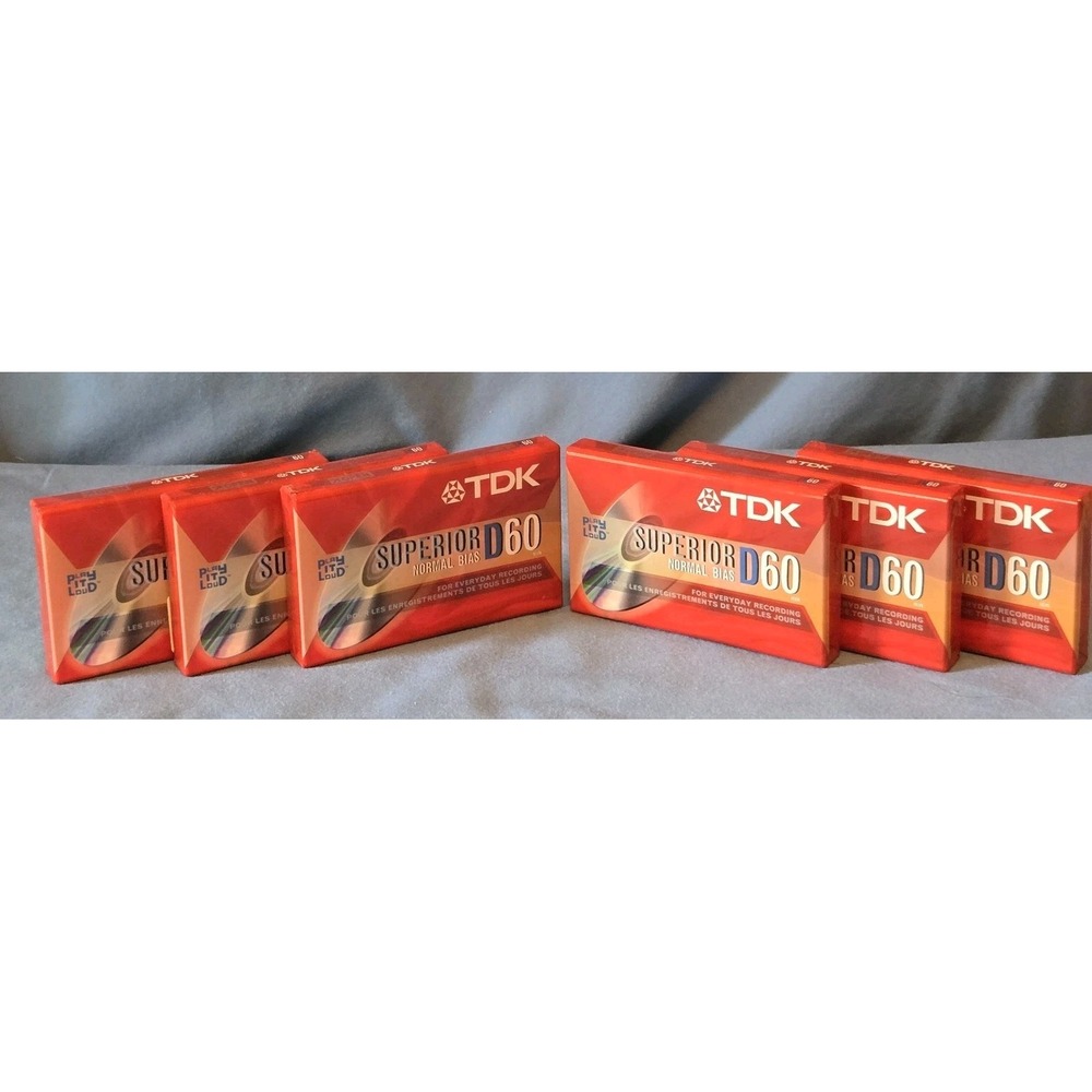 TDK D60 Cassette Tapes NEW SEALED IEC I/Type I Superior Normal Bias Lot Of 6